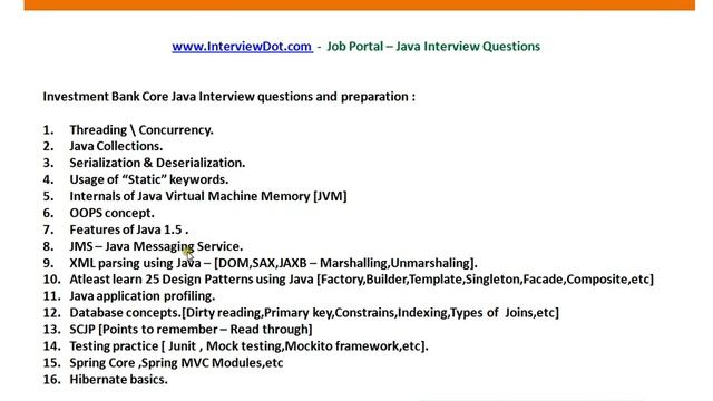 Invesment Banking Java Interview Question and Answer смотреть онлайн