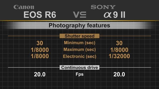 Canon EOS R6 vs Sony alpha a9 II смотреть онлайн