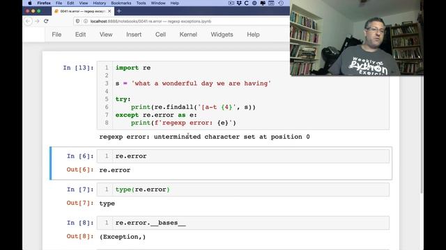 Python standard library: re.error exceptions смотреть онлайн