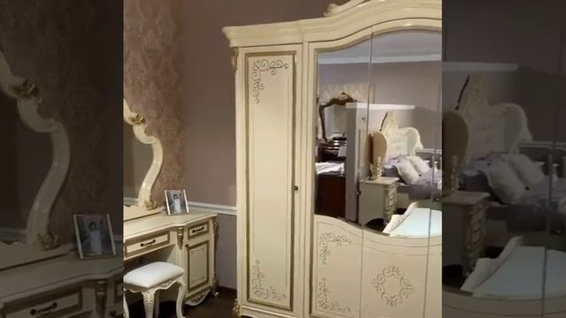 Спальня Оливия с 5 дверным шкафом Крем глянец Эра мебель смотреть онлайн