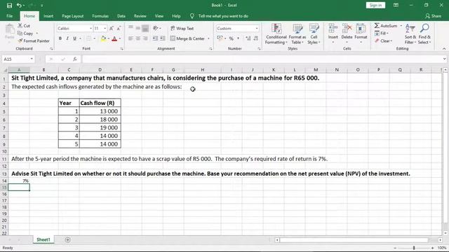 Net Present Value (NPV) Calculation Example Using EXCEL смотреть онлайн