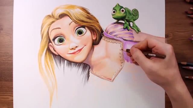 Rapunzel and Pascal (Tangled) - Colored pencil drawing | drawholic смотреть онлайн