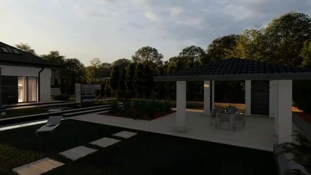 Z476 Дом с мансардой, четырехскатной крышей и гаражом на одну машину. смотреть онлайн