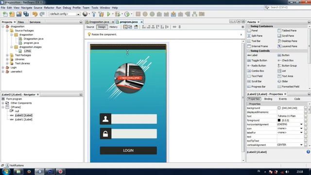 Drag Program Undecorated in Java Netbeans смотреть онлайн