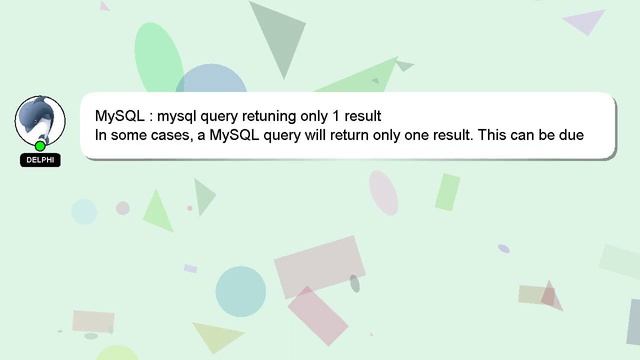 MySQL : mysql query retuning only 1 result смотреть онлайн
