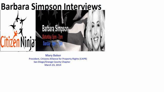 Barbara Simpson Interviews Mary Baker March 23 2014