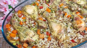 Ужин для всей Семьи. Вкусный и Простой рецепт. Куриные Голени с рисом и Овощами в духовке