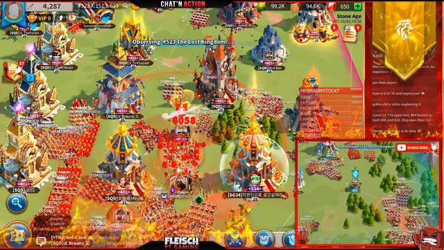 SQD #523 Vs Korean KD's Live! 🔴#1 Happy New Year - Rise Of Kingdoms ROK Fleisch