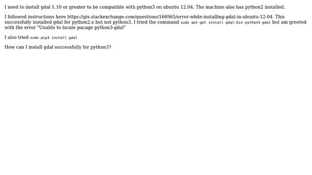 GIS: GDAL install on Ubuntu 12.04 works for python 2.x but not python3 смотреть онлайн