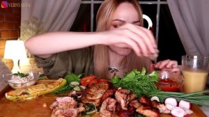 MUKBANG | Шашлык, запеченные цукини, стейк | Barbecue, baked zucchini, steak не ASMR