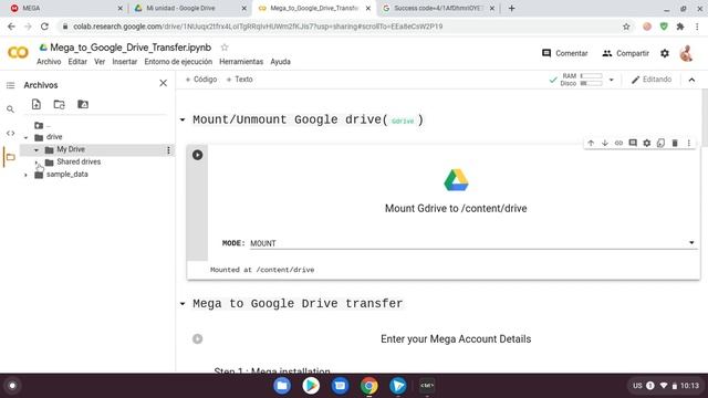 COPIAR ARCHIVOS DE MEGA A GOOGLE DRIVE - GOOGLE COLAB смотреть онлайн