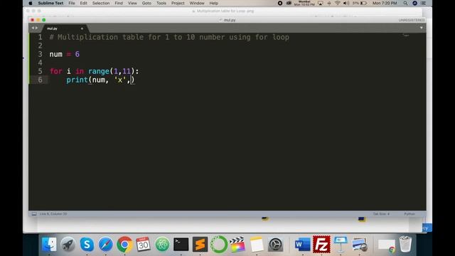 How to use Multiplication Table using loops in Python смотреть онлайн