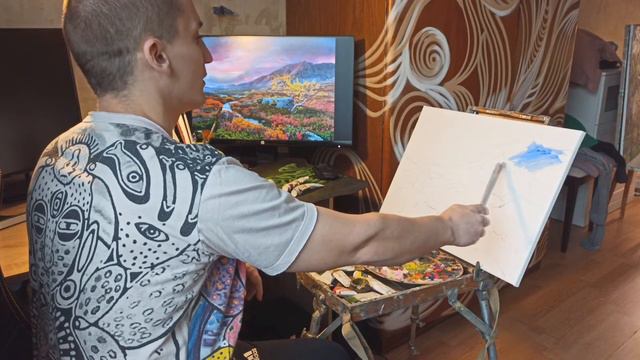 Как написать пейзаж за один сеанс!Быстрый урок!