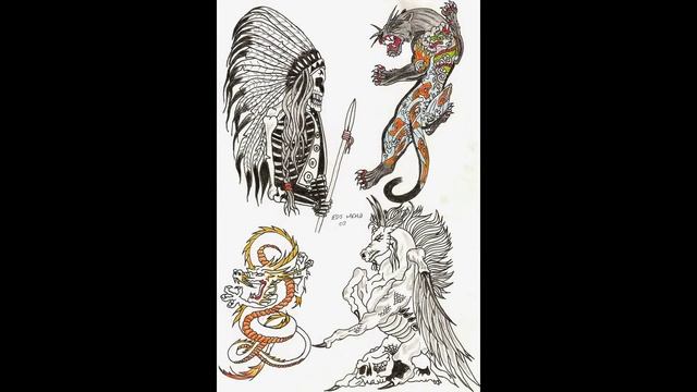 Рисунки для татуировок - животные и головы смотреть онлайн
