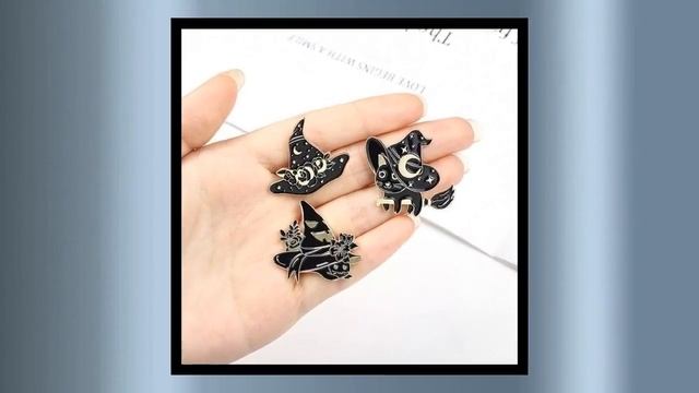 Witchy Cats Enamel Pins Moon Stars Black Cats Witch Hats at NicheNoire смотреть онлайн