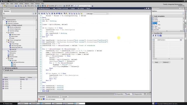 TIA WinCC Advanced VBS: read data from the file on comfort panel смотреть онлайн