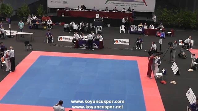 78kg Smychkou (BLR) Vs (FRA) Miangue 1  (19th Europen Junior TKD Championships 2013)