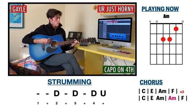 GAYLE - ur just horny (guitar cover with tabs|chords) 🎸 смотреть онлайн