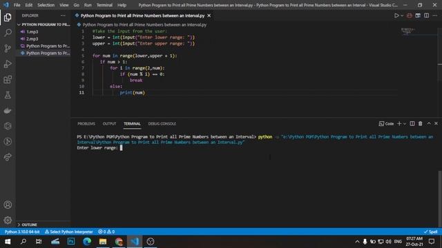 Python Program to Print all Prime Numbers between an Interval #pythontutorial #code смотреть онлайн
