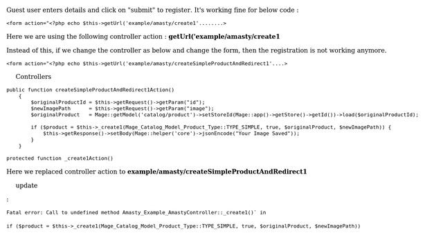 Magento: Call one function inside another controller function not working смотреть онлайн
