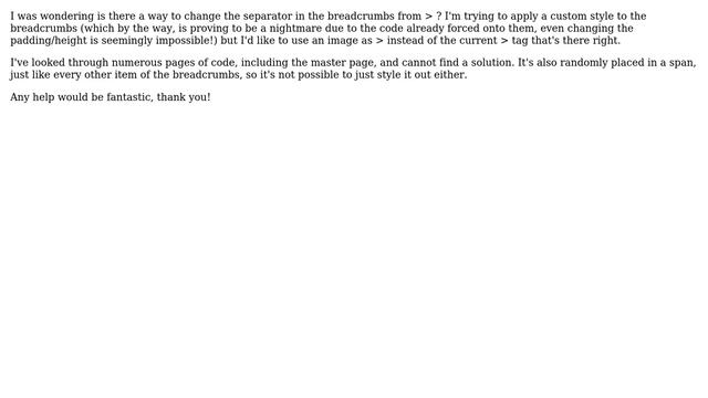 Sharepoint: The breadcrumbs separator, changing from ﹥? смотреть онлайн