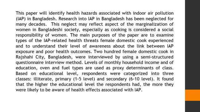 An Exploration of Poor Female Understanding about Health Hazards of Indoor Air Pollution in Banglad смотреть онлайн