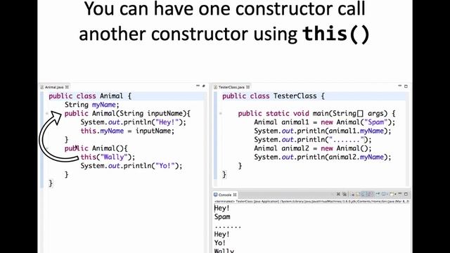 Calling another constructor from a constructor in Java смотреть онлайн
