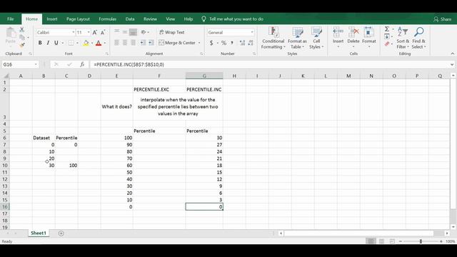 PERCENTILE.INC Vs PERCENTILE.EXC (Explained)
