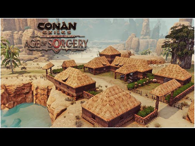 Conan Exiles Update 3.0 Age Of Sorcery - How To Build A Simple Beginner Village. Battle Pass Season1