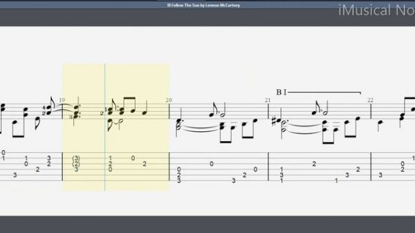 Guitar TAB - The Beatles : I'll Follow The Sun | Tutorial Sheet Lesson #iMn