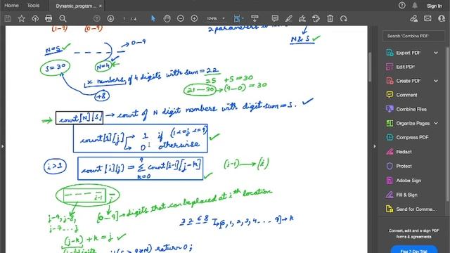 Count of n digit numbers whose sum of digits equals to given sum|geekforgeeks|DP|Hindi смотреть онлайн