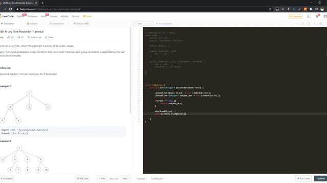 Leetcode 590 | N-Ary Tree Postorder traversal | TJ смотреть онлайн