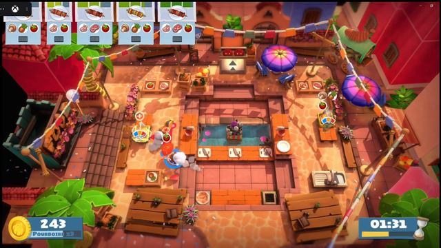 Overcooked AYCE (All You Can Eat) World Food Festival 2 Players Level 1-2 3 Stars [score:710]