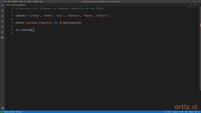 Python - Ejercicio 112: Eliminar un Elemento Específico de una Lista con del смотреть онлайн