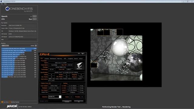 Testing Intel core I3 3120m 2.5 GHz mobile processor in CINEBENCH R15 смотреть онлайн