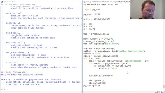 Python Basics Pygame Font Render Method смотреть онлайн