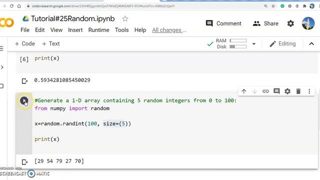 Python Tutorial#25 Numpy Array Random and Search using Google Colab in Tamil смотреть онлайн