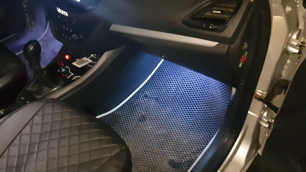 ЛАДА ВЕСТА КАК СДЕЛАТЬ ПОДСВЕТКУ ДЛЯ НОГ ? смотреть онлайн