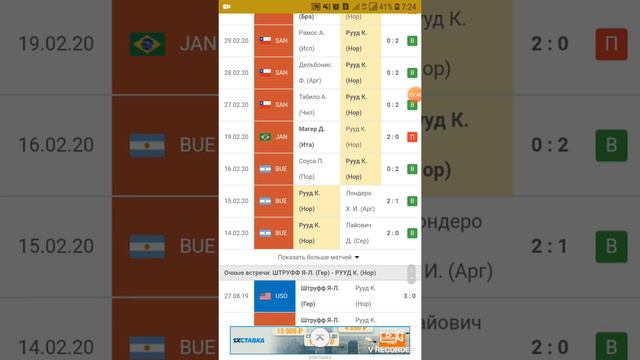 Прогноз на матч Штруфф-Рууд. Коэффициент 1.64! смотреть онлайн