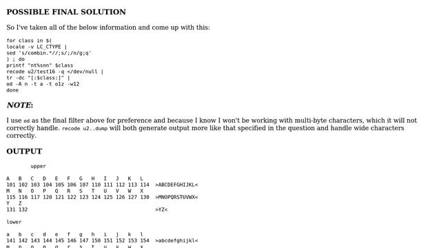 Command to retrieve the list of characters in a given character class in the current locale смотреть онлайн