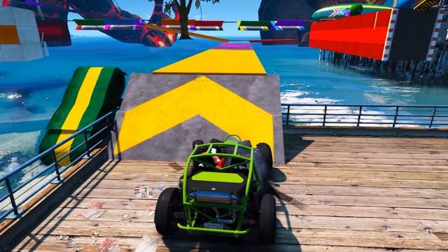Superheroes With Off-Road Cars Obstacle Ramp Challenge - GTA V смотреть онлайн