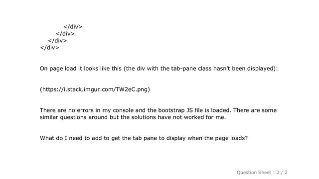 HTML : Bootstrap 4 navigation tabs content not showing content on initial page load смотреть онлайн