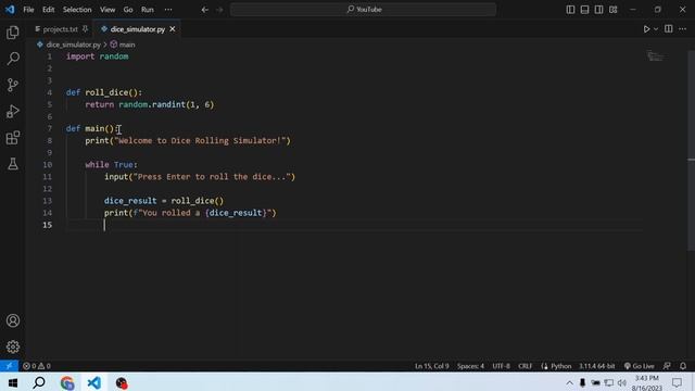 Dice Rolling simulation | Python beginners projects | Dice Rolling projects смотреть онлайн
