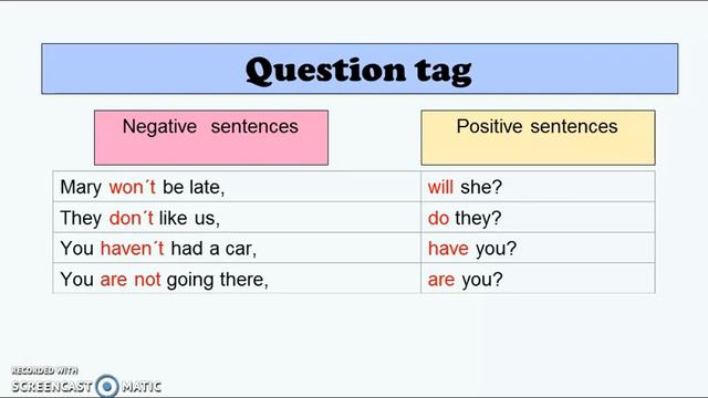 Grammar. Question tag. Lesson 1 part 3. 4to año смотреть онлайн