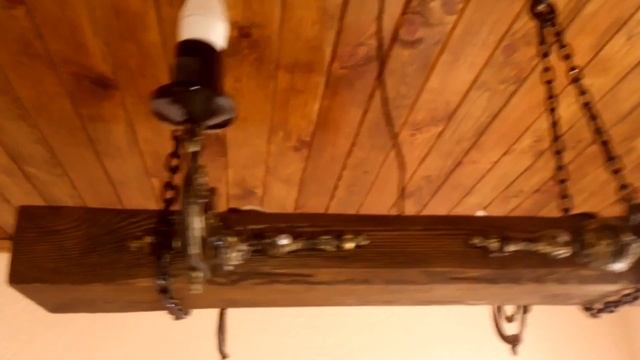 Моя люстра из бревна своими руками