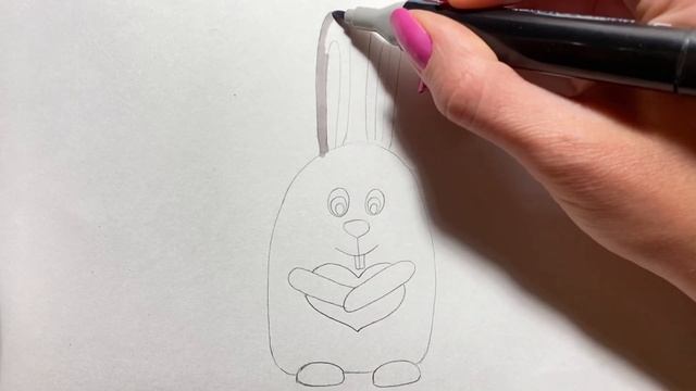 Как нарисовать милого Зайчика с сердцем/ Рисунок для детей. смотреть онлайн