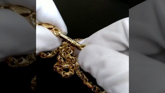 Золотая цепочка плетение Краб Большой: вес 120гр., жёлтое золото 585 пробы, ширина 7мм., арт i1293 смотреть онлайн