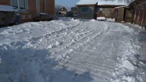 ЧИСТКА СНЕГА ТЯЖЁЛЫМ ДИЗЕЛЬНЫМ МОТОБЛОКОМ , САМОДЕЛЬНЫЙ ОТВАЛ