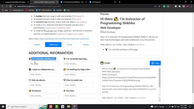 Github profile design or profile readme design (step-3) -git & github tutorial смотреть онлайн