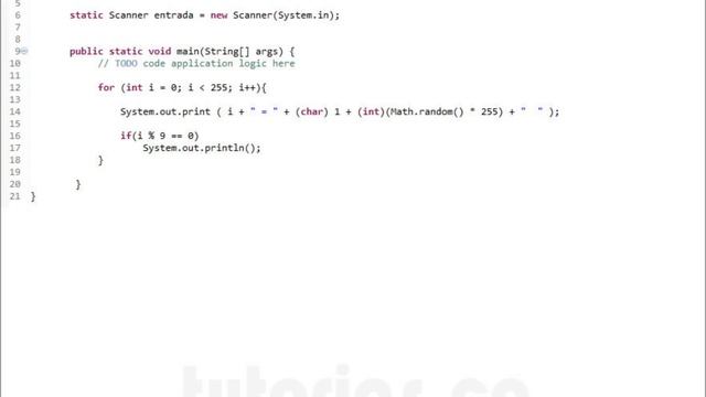 ciclo for – java (la tabla ascii) смотреть онлайн